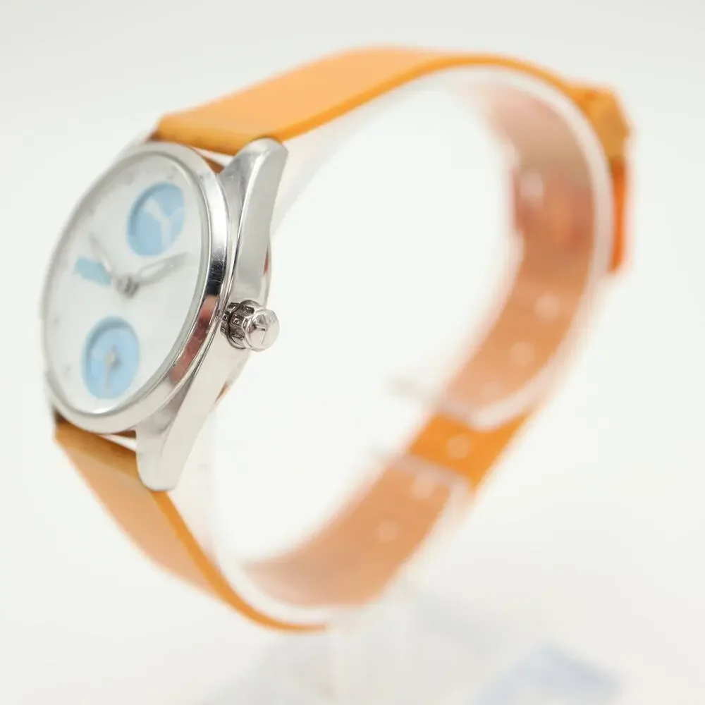 Puma Womens Blue White Sport Small Seconds Watch 29mm Orange Resin w New Battery